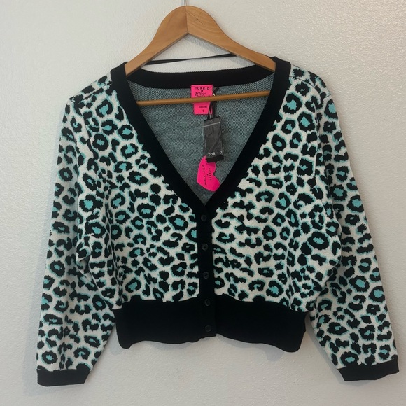 torrid Sweaters - Torrid x Betsey Johnson Leopard Print Crop Cardigan | Size 1 (14–16) XL